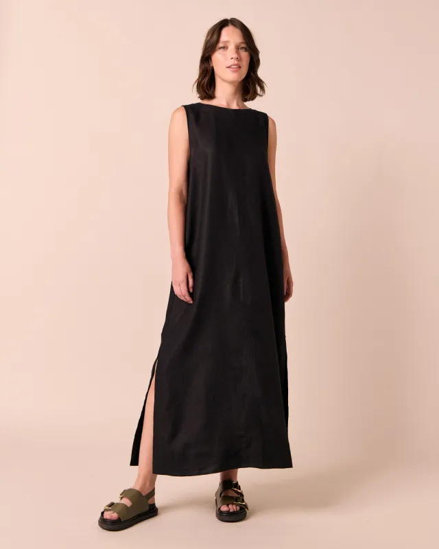 Mylia Black Linen Dress made by Beyond Nine