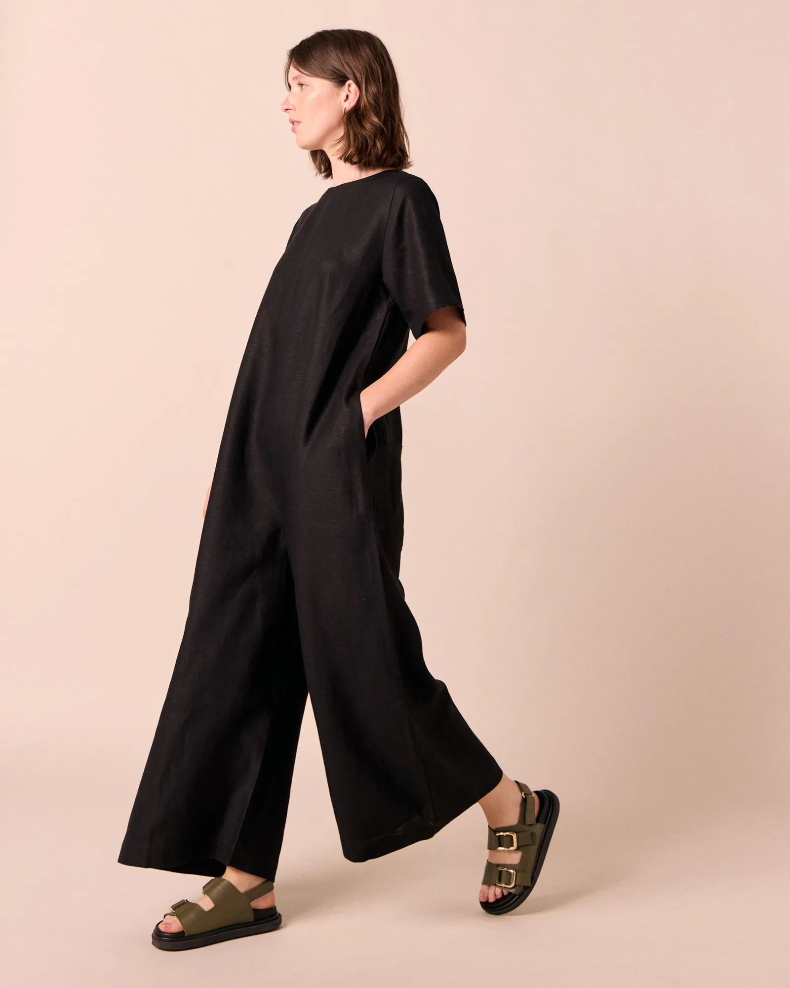 Molly Black Linen Jumpsuit sold by Beyond Nine product image thumbnail 2