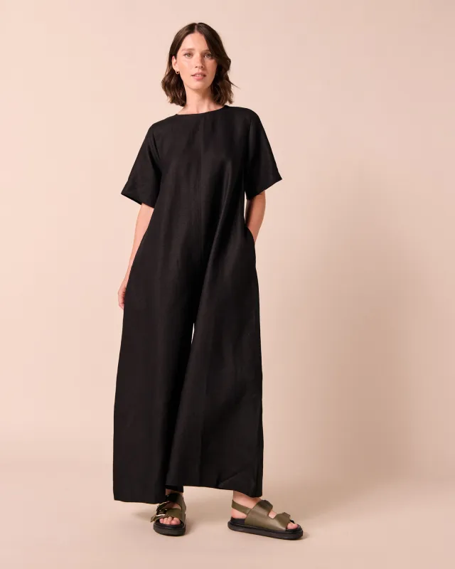 Molly Black Linen Jumpsuit made by Beyond Nine