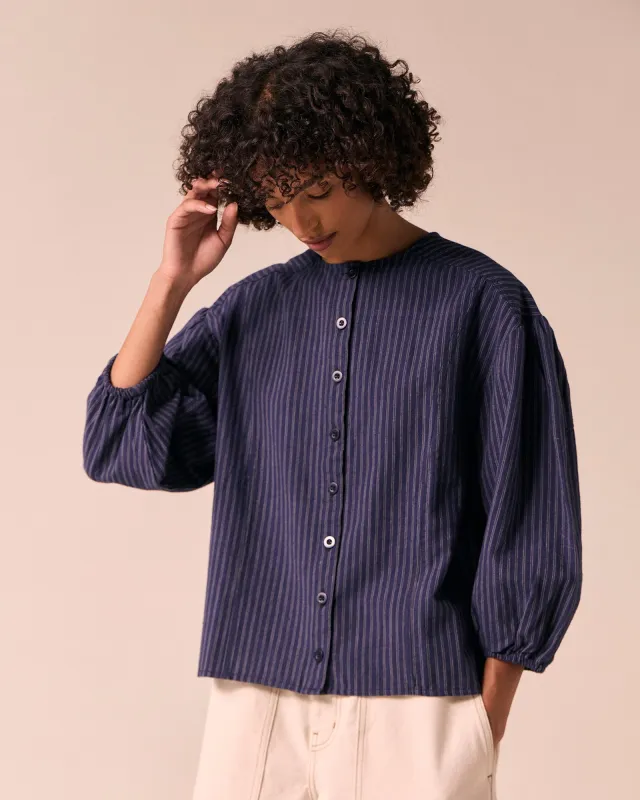 Miley Midnight Pinstripe Cotton Top made by Beyond Nine