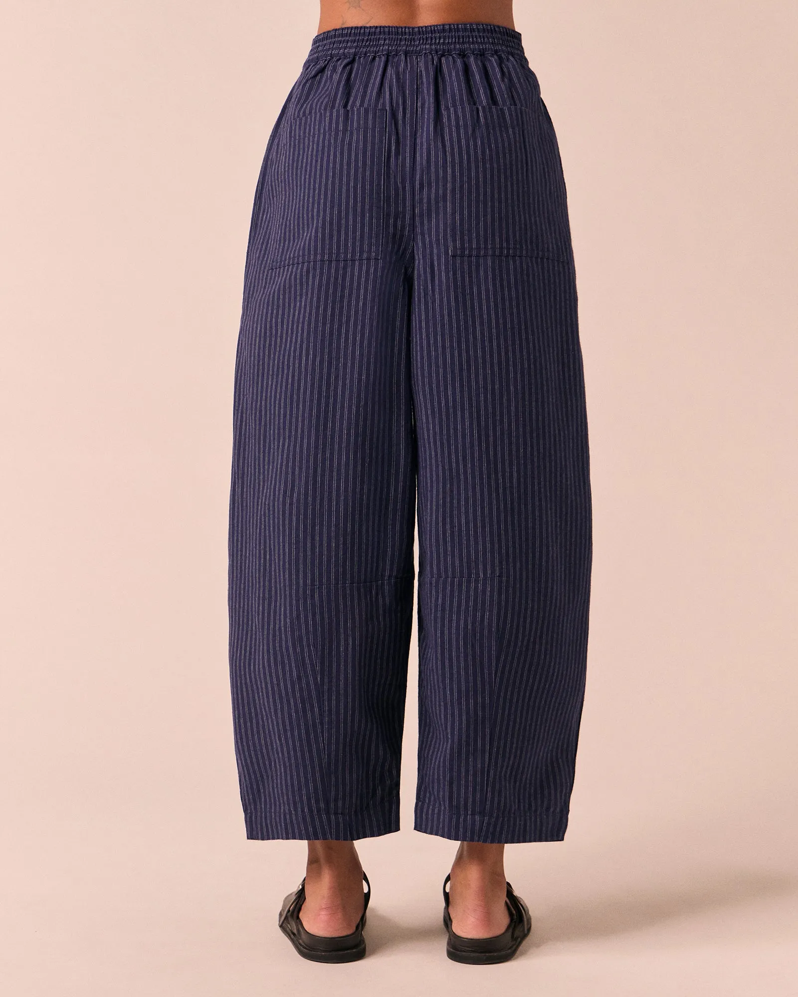 Dana Midnight Pinstripe Cotton Linen Trousers sold by Beyond Nine product image thumbnail 4