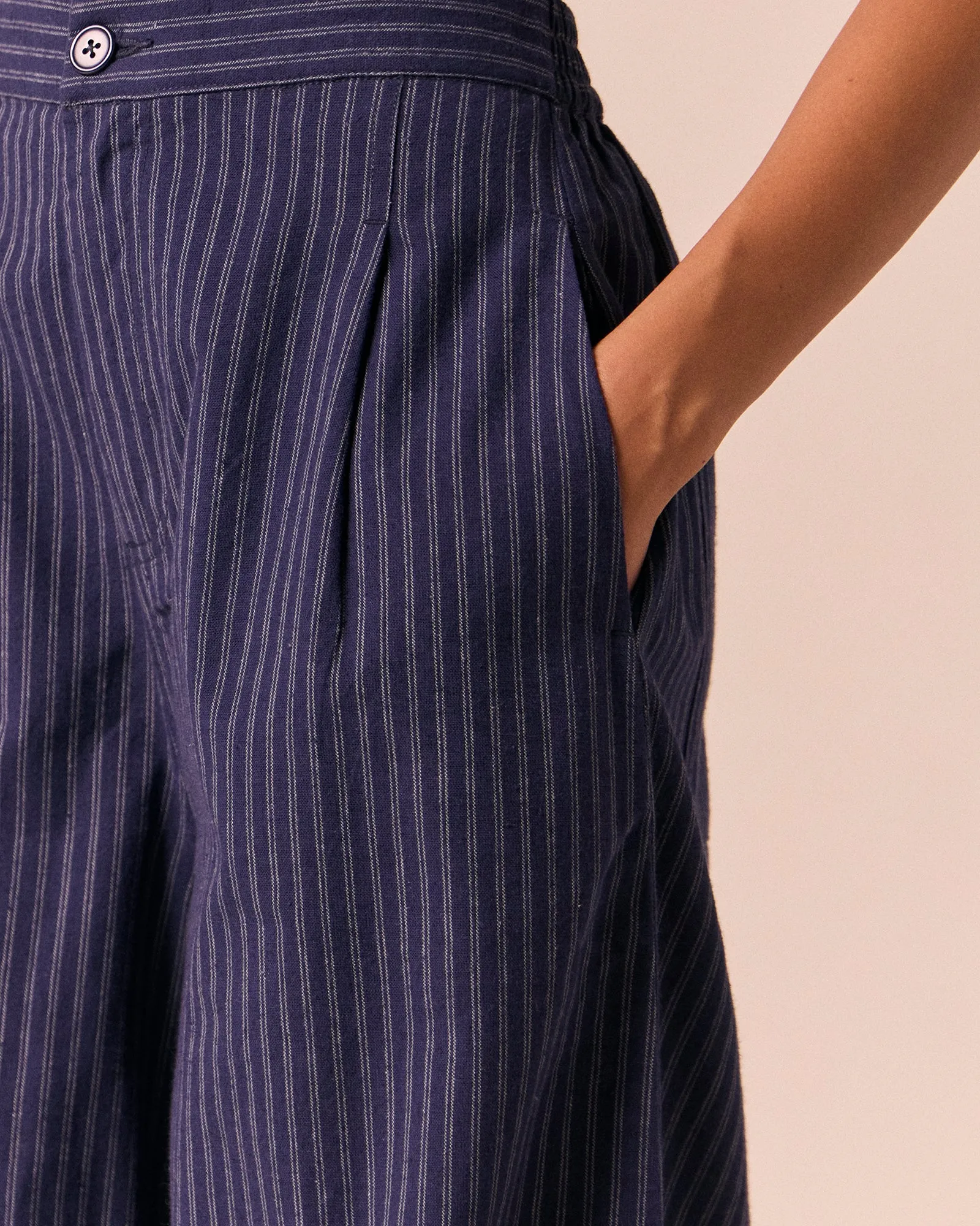 Dana Midnight Pinstripe Cotton Linen Trousers sold by Beyond Nine product image thumbnail 5