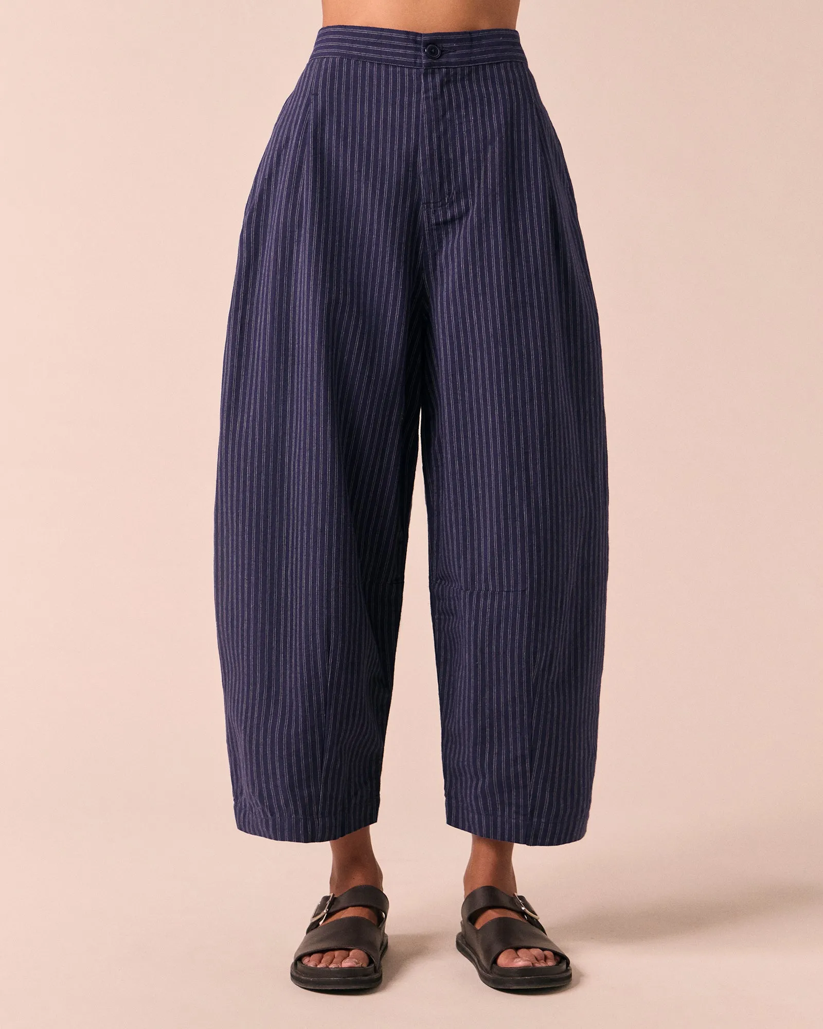 Dana Midnight Pinstripe Cotton Linen Trousers sold by Beyond Nine product image thumbnail 3