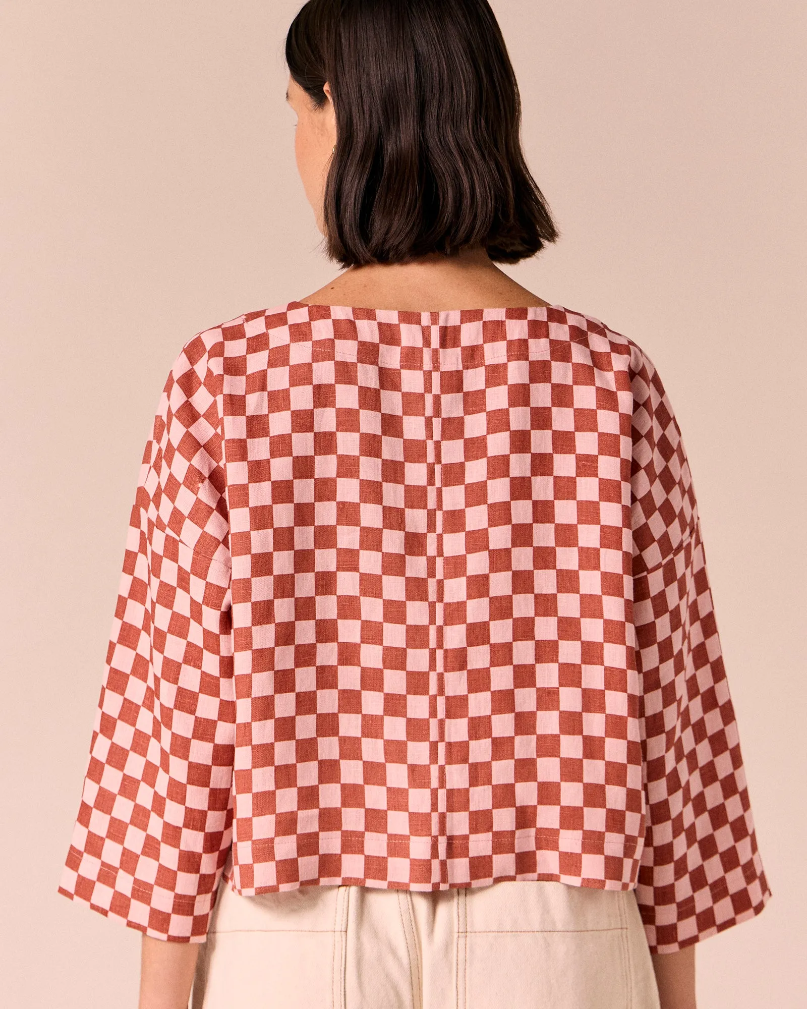 Lily Rosewood Checkerboard Linen Top sold by Beyond Nine product image thumbnail 5