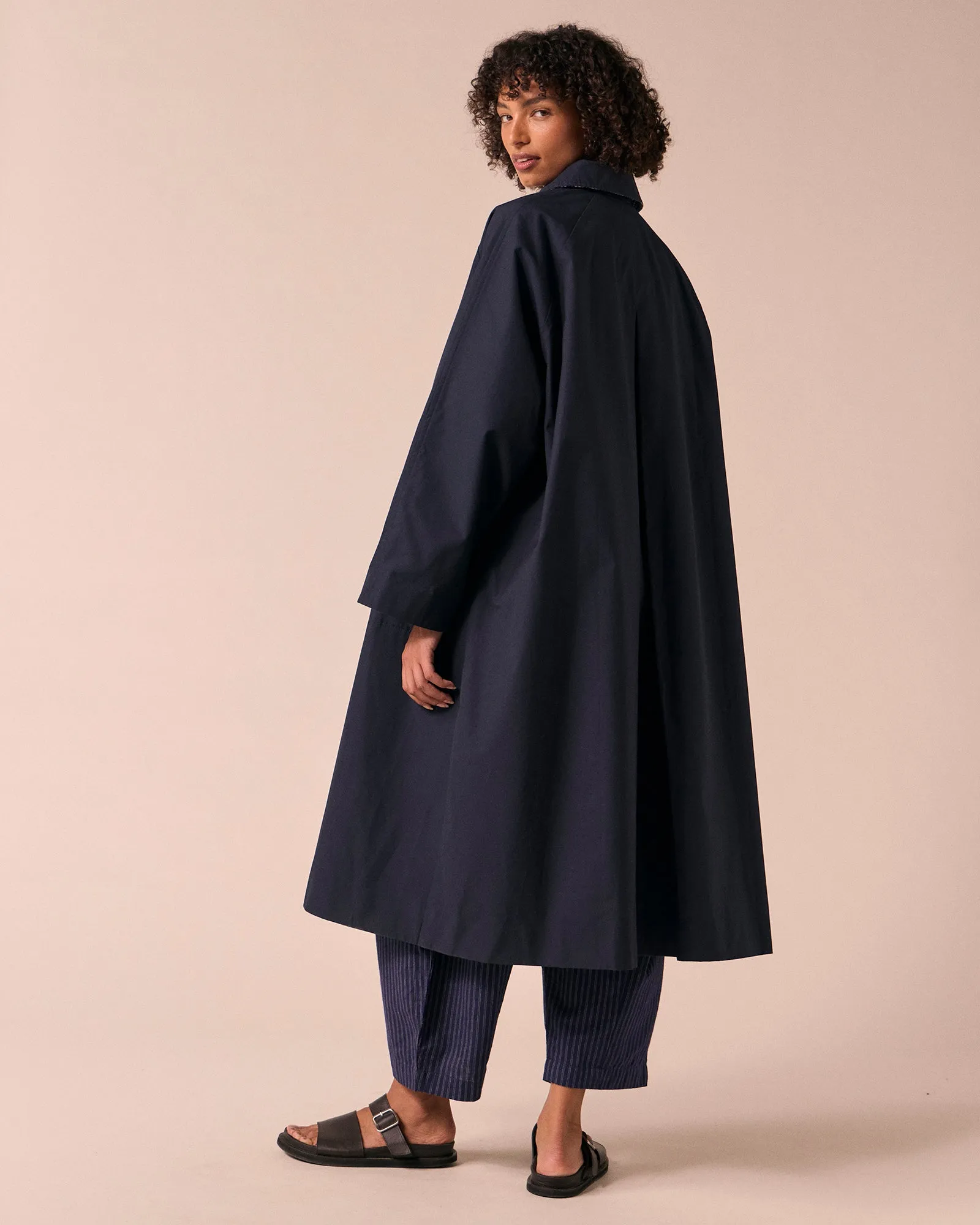 Collette Navy Coated Cotton Coat sold by Beyond Nine product image thumbnail 5
