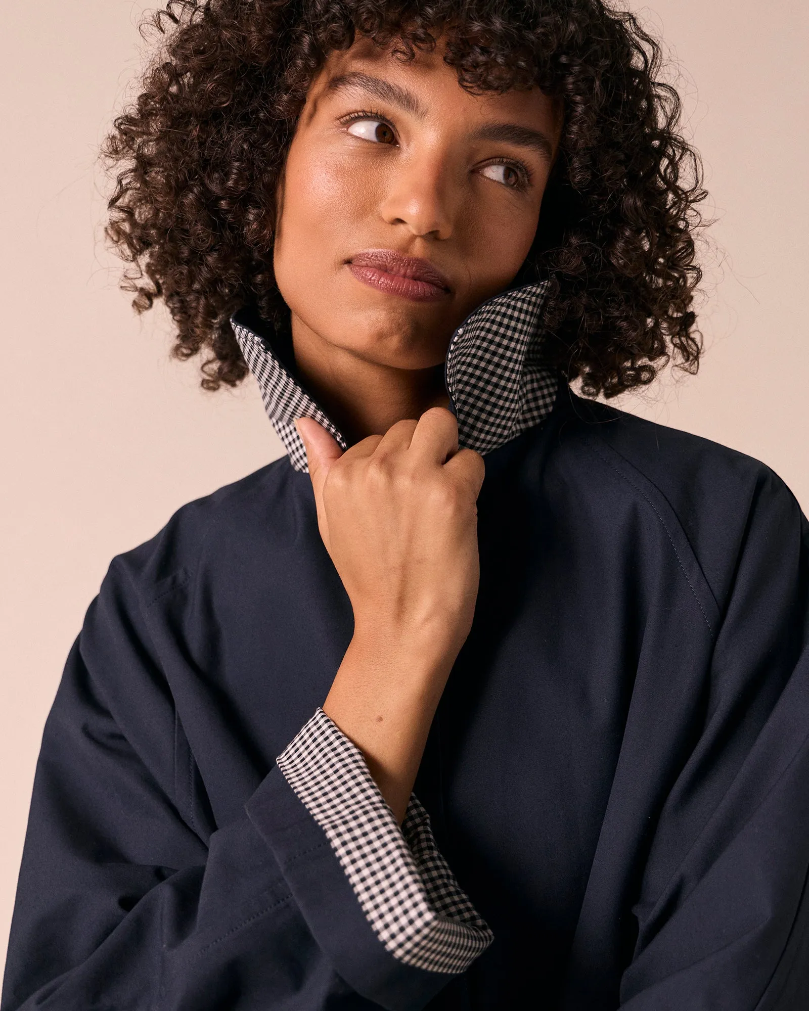 Collette Navy Coated Cotton Coat sold by Beyond Nine product image thumbnail 2
