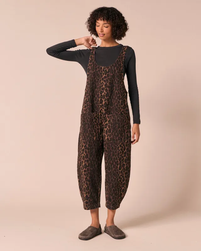Ophelia Dark Leopard Denim Jumpsuit made by Beyond Nine