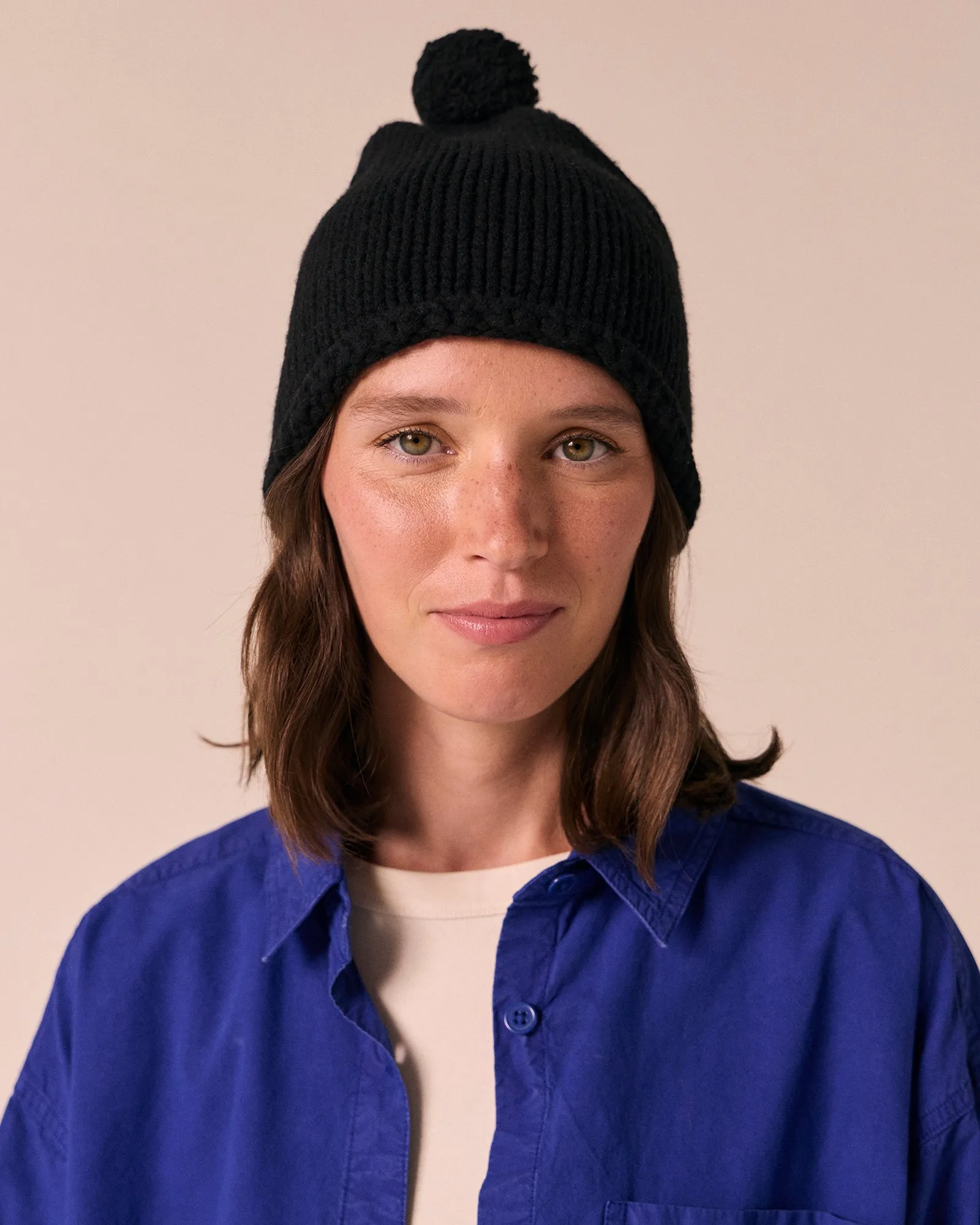 Bobble Black Knitted Hat sold by Beyond Nine