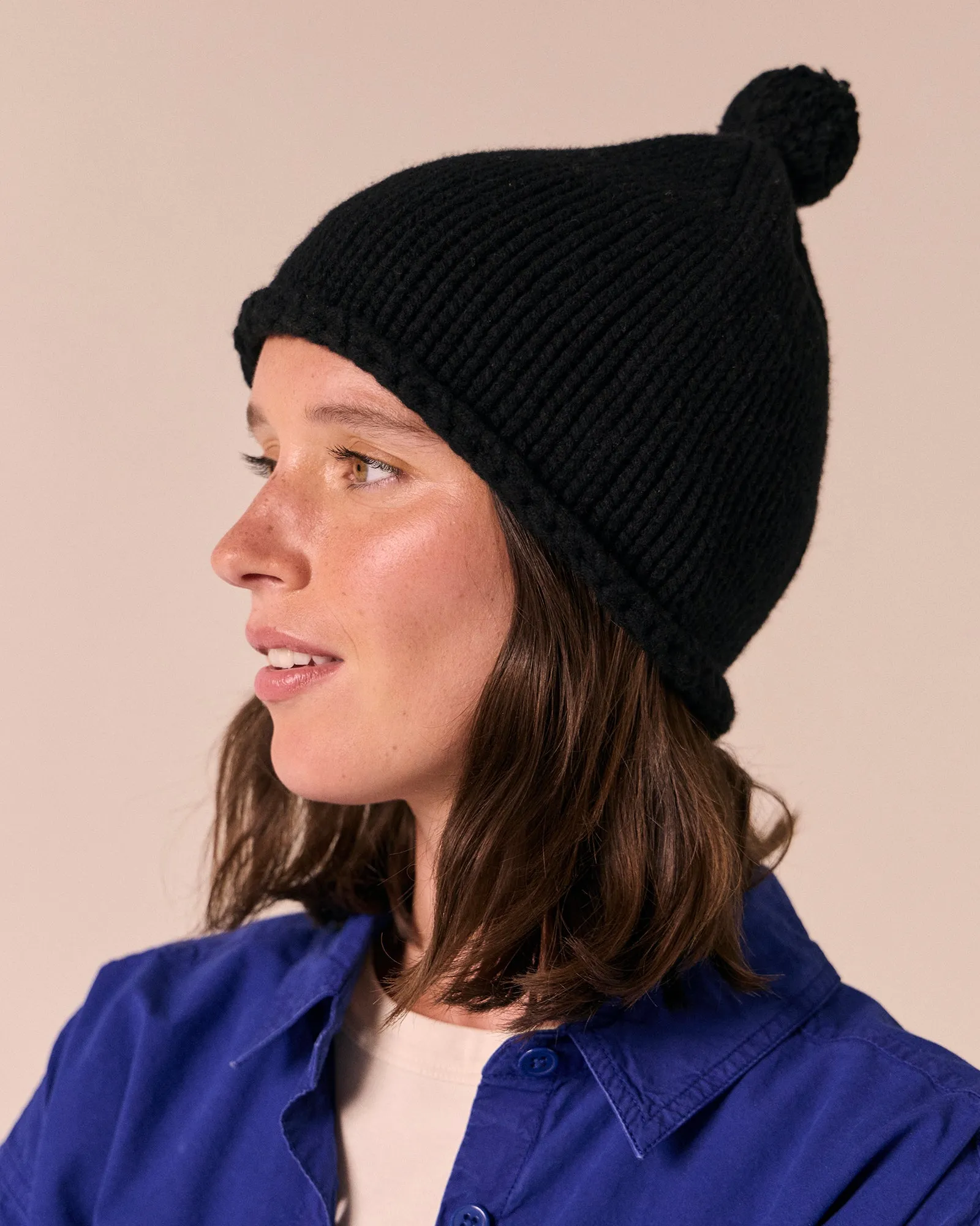 Bobble Black Knitted Hat sold by Beyond Nine product image thumbnail 3
