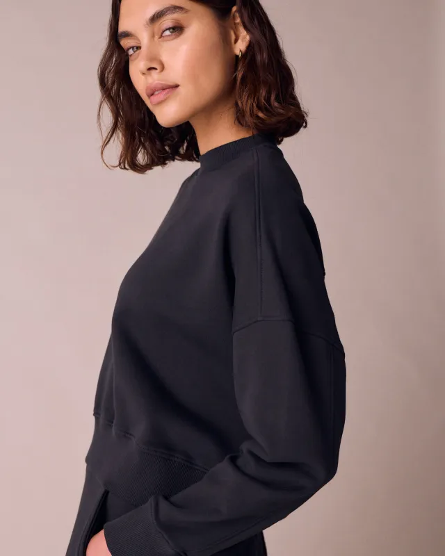 Eden Washed Black Fleeceback Jersey Jumper made by Beyond Nine