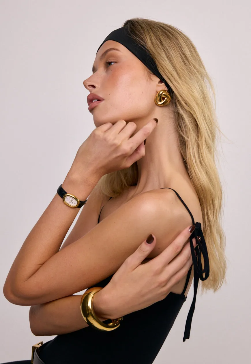 Classic | Black Python Leather Watch Band | Gold sold by Cendre product image thumbnail 4