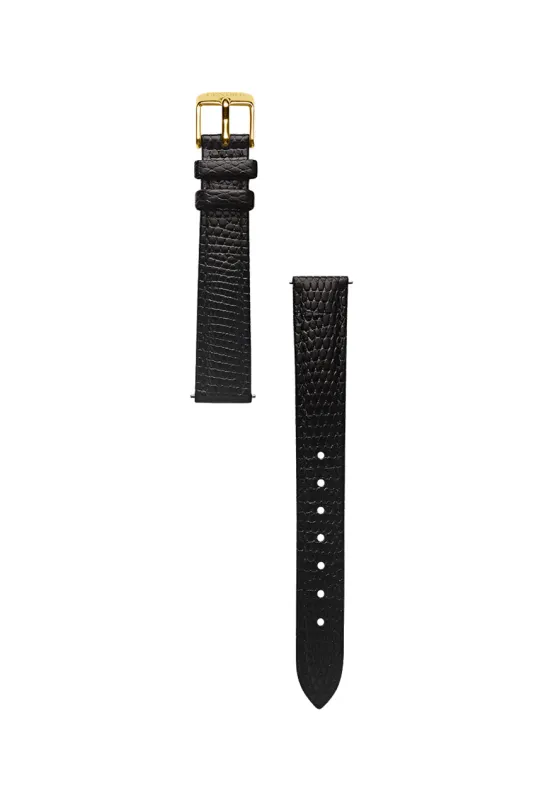 Classic | Black Python Leather Watch Band | Gold made by Cendre