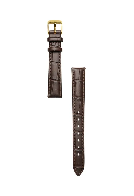 Classic | Espresso Croc Leather Watch Band | Gold made by Cendre