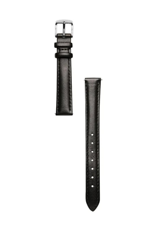 Classic | Black Smooth Leather Watch Band | Silver made by Cendre