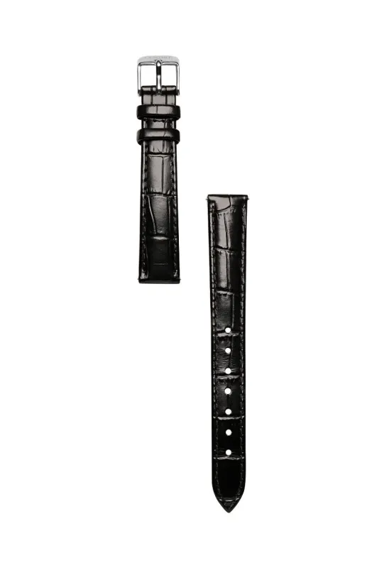 Classic | Black Croc Leather Watch Band | Silver made by Cendre
