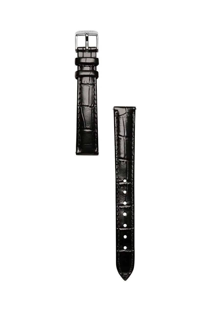 Classic | Black Croc Leather Watch Band | Silver sold by Cendre