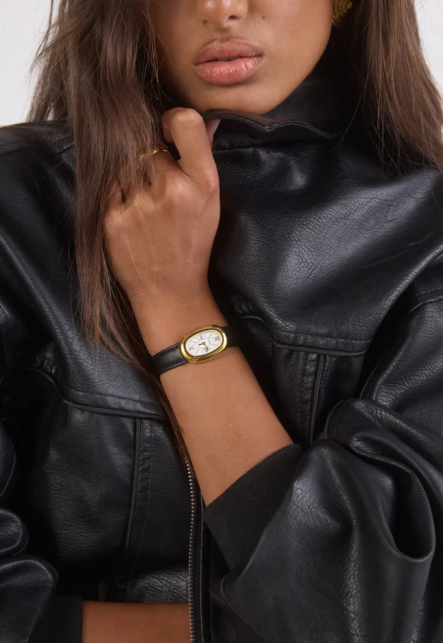 Classic | Black Smooth Leather Watch Band | Gold sold by Cendre product image thumbnail 3