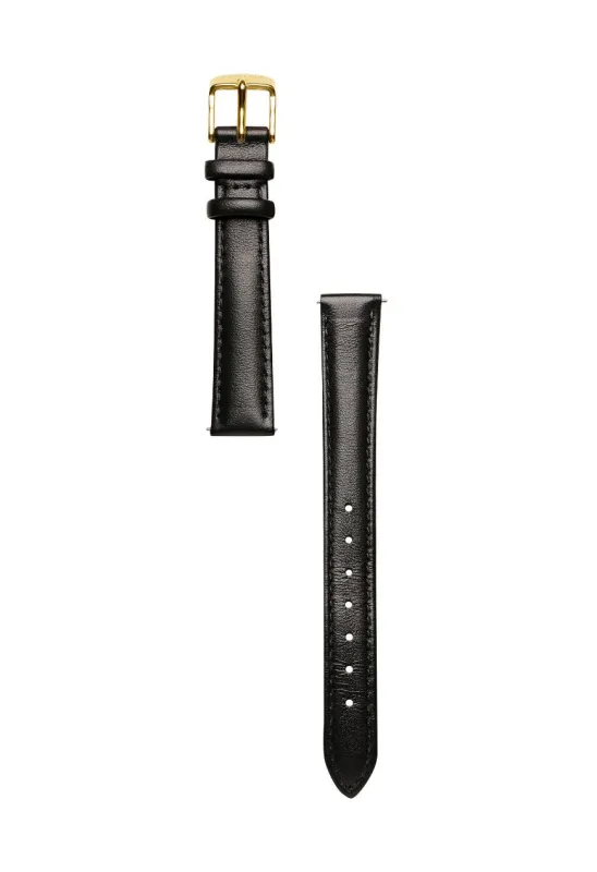Classic | Black Smooth Leather Watch Band | Gold made by Cendre