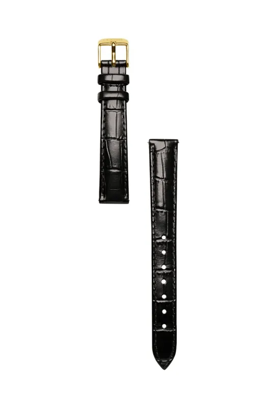 Classic | Black Croc Leather Watch Band | Gold made by Cendre