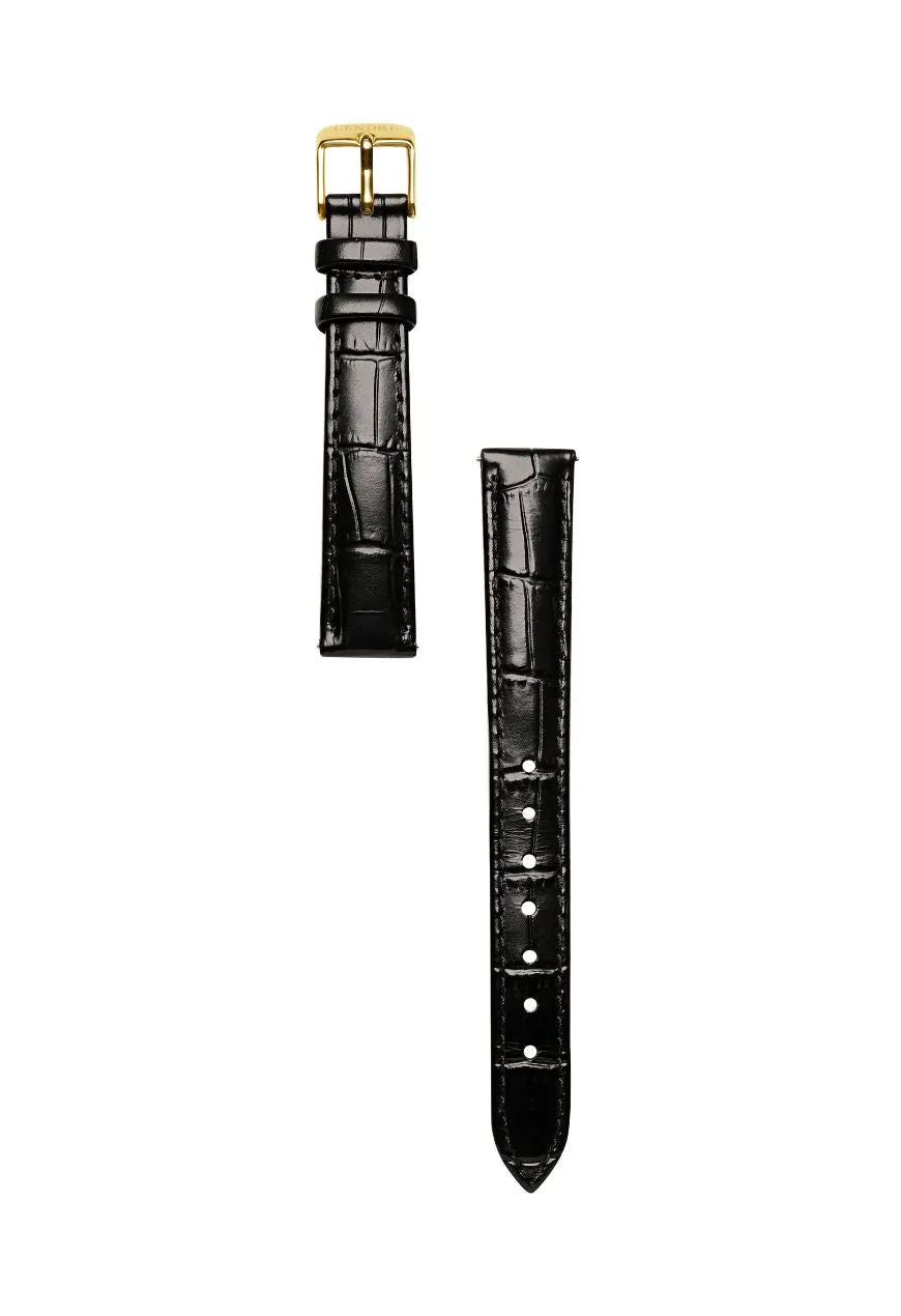 Classic | Black Croc Leather Watch Band | Gold sold by Cendre