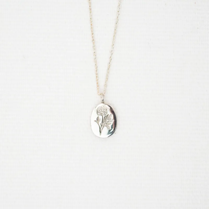 Peony Engraved Necklace sold by Small Mercies