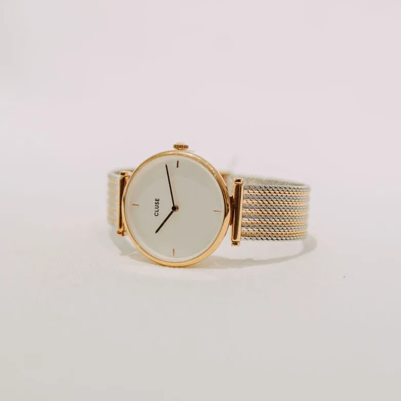 Minuit Rose Gold + Silver Mesh Watch sold by Small Mercies
