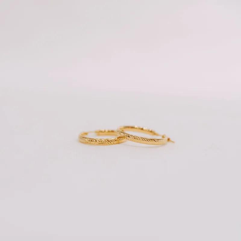 10K Textured Large Hoops sold by Small Mercies