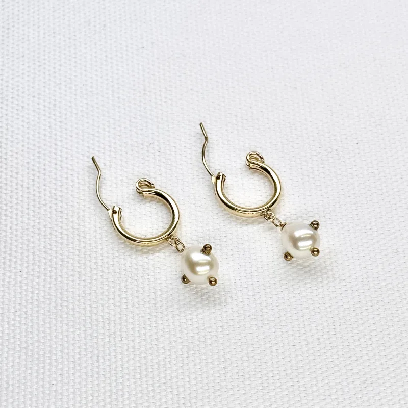 Celestial Pearl Gold Hoops sold by Small Mercies