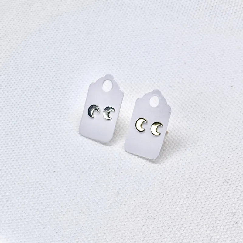 Crescent Moon Studs made by Small Mercies