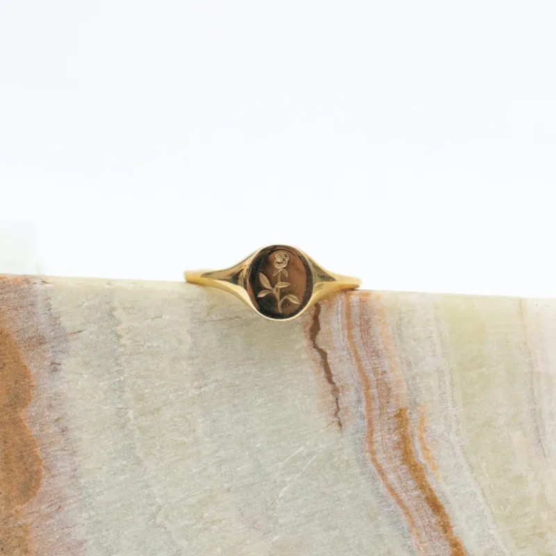 Mini Rose Brass Signet Ring sold by Small Mercies