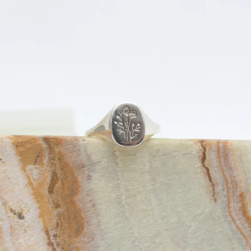 Wildflower Signet Ring sold by Small Mercies