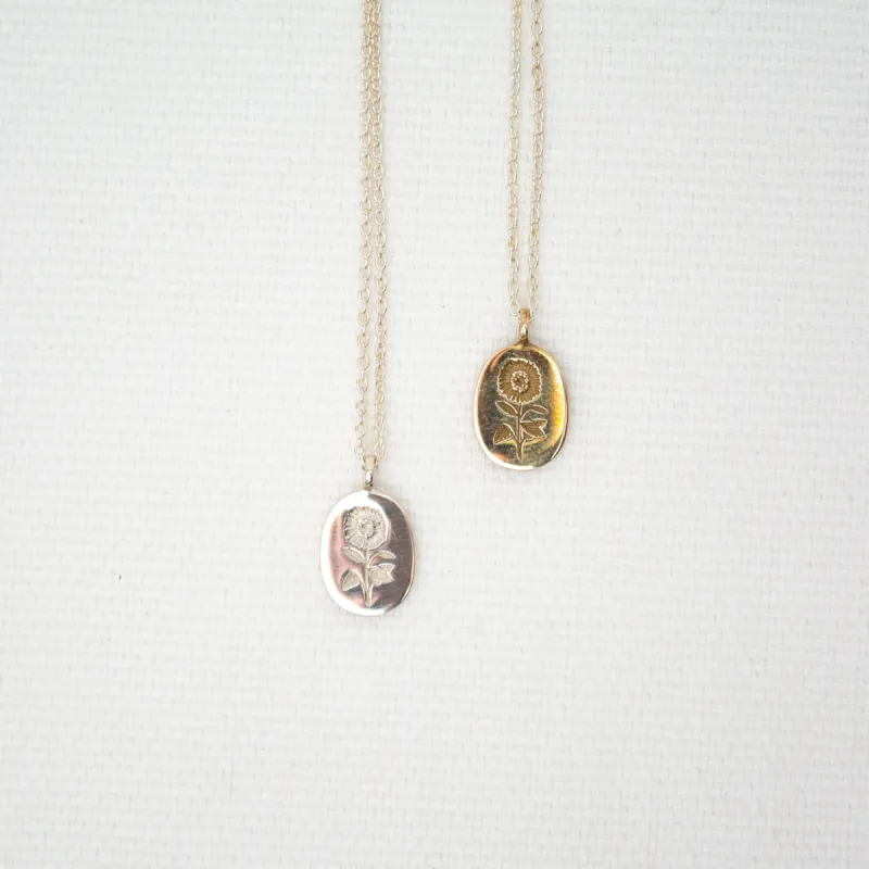 Sunflower Engraved Necklace sold by Small Mercies