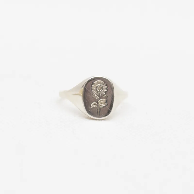 Sunflower Silver Signet Ring sold by Small Mercies