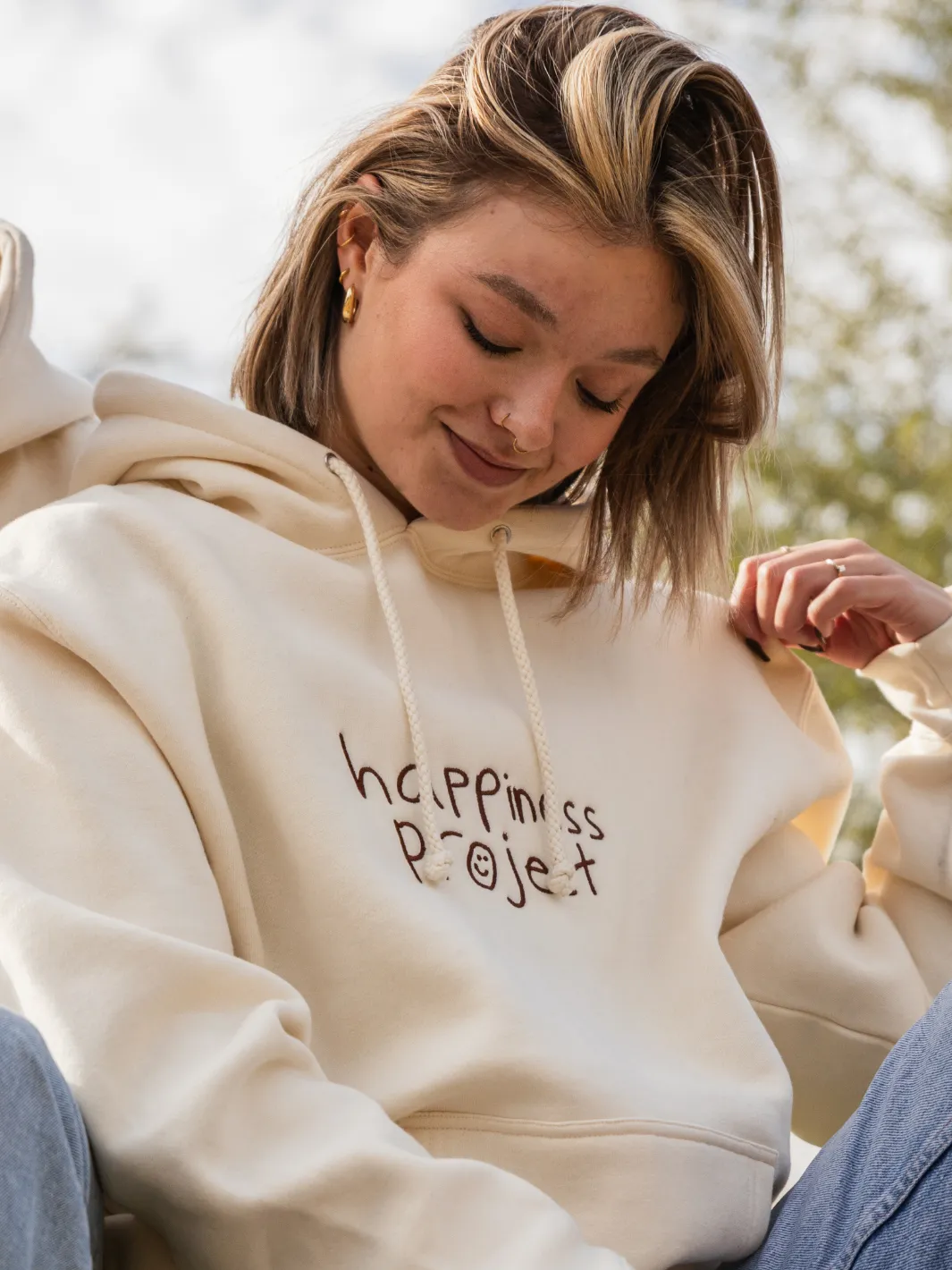 "Not The Answer" Hoodie - Cream sold by Happiness Project product image thumbnail 3