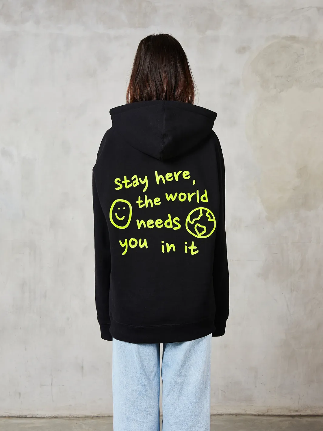 Stay Here Hoodie - Black sold by Happiness Project product image thumbnail 3
