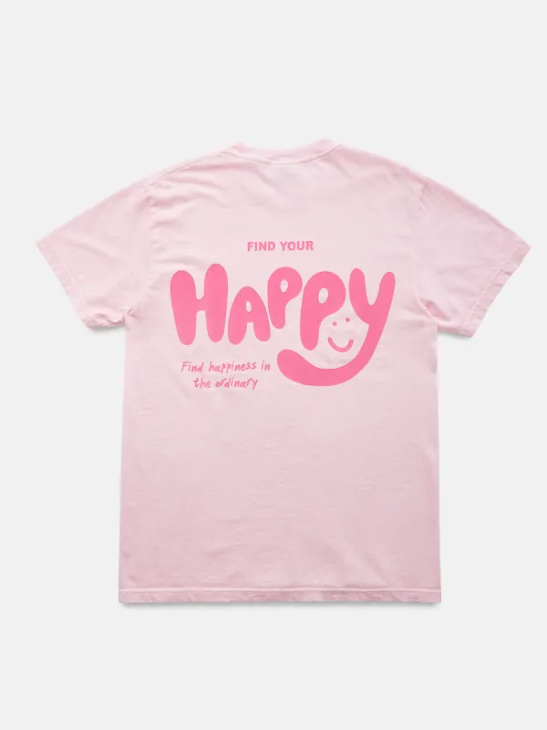 Happy T-Shirt - Pink sold by Happiness Project