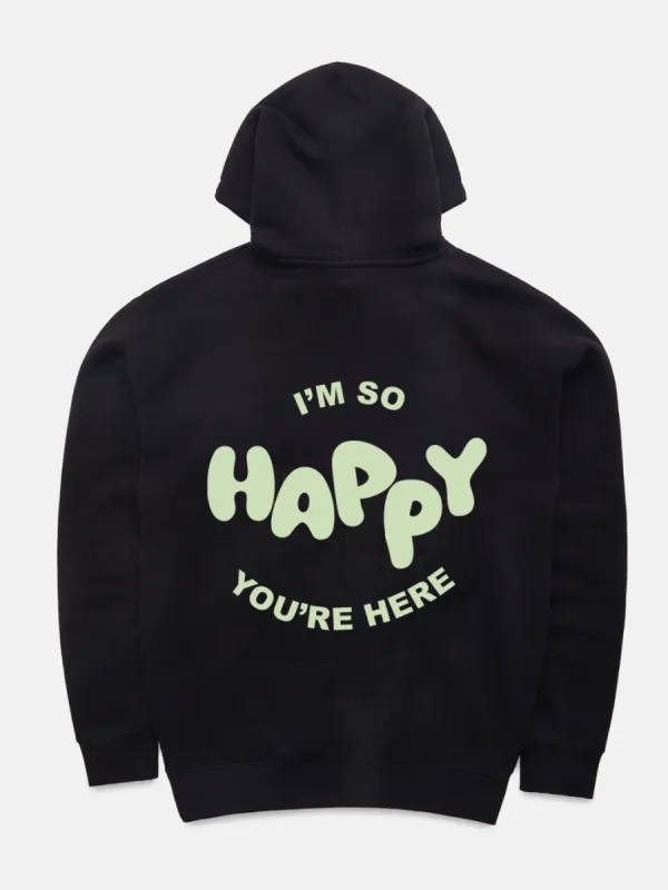 Happy You're Here Hoodie - Black/Matcha sold by Happiness Project