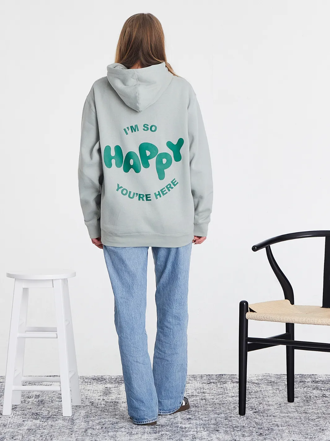 Happy You're Here Hoodie - Matcha sold by Happiness Project product image thumbnail 4
