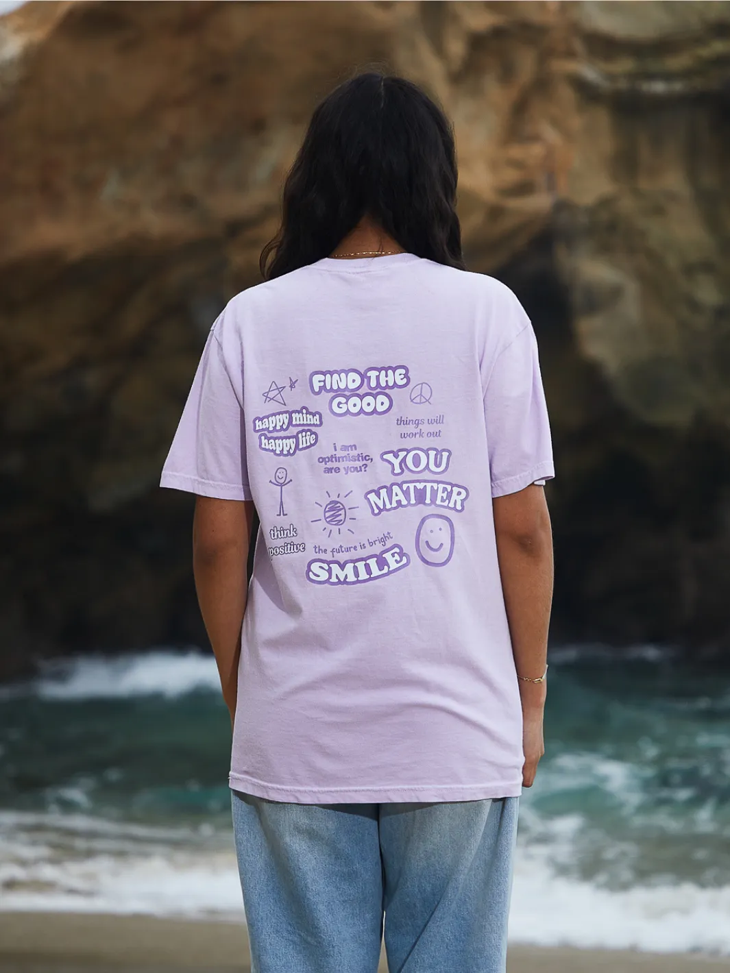 Positivity T-Shirt - Lavender sold by Happiness Project product image thumbnail 3