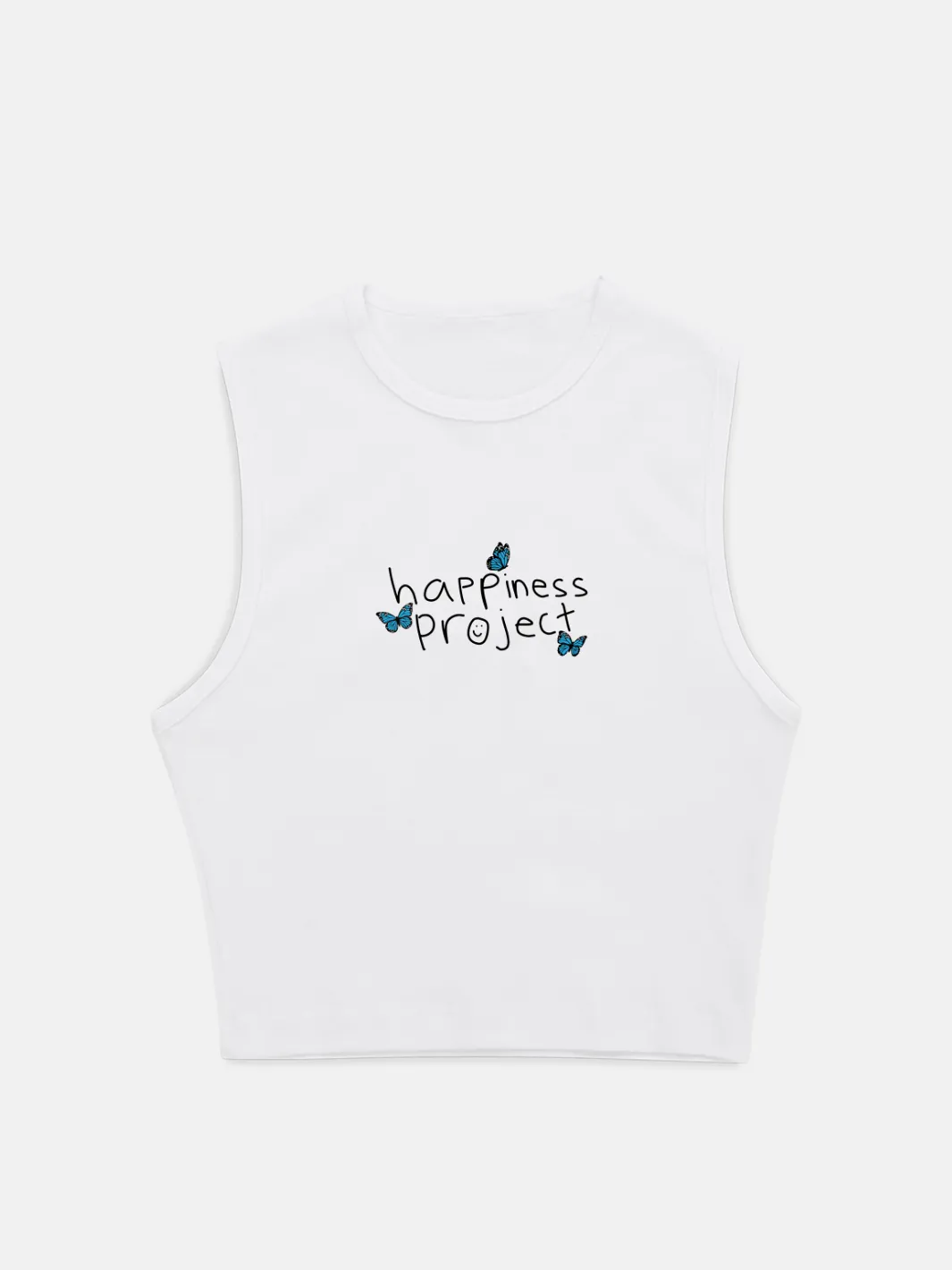 Butterfly Cropped Tank - White sold by Happiness Project