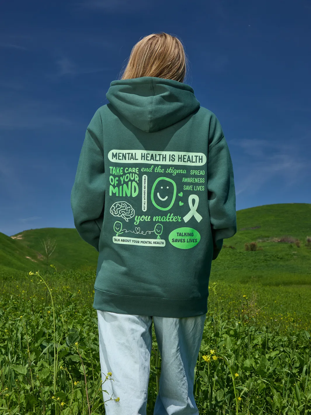 Mental Health Month Hoodie - Alpine Green sold by Happiness Project product image thumbnail 2