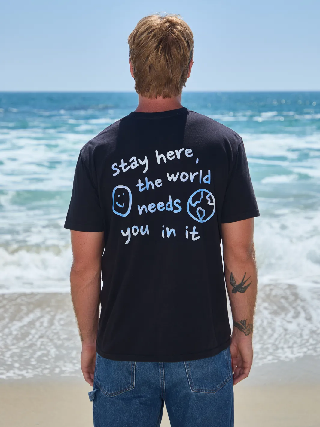 Stay Here T-Shirt - Cloud Print sold by Happiness Project product image thumbnail 3