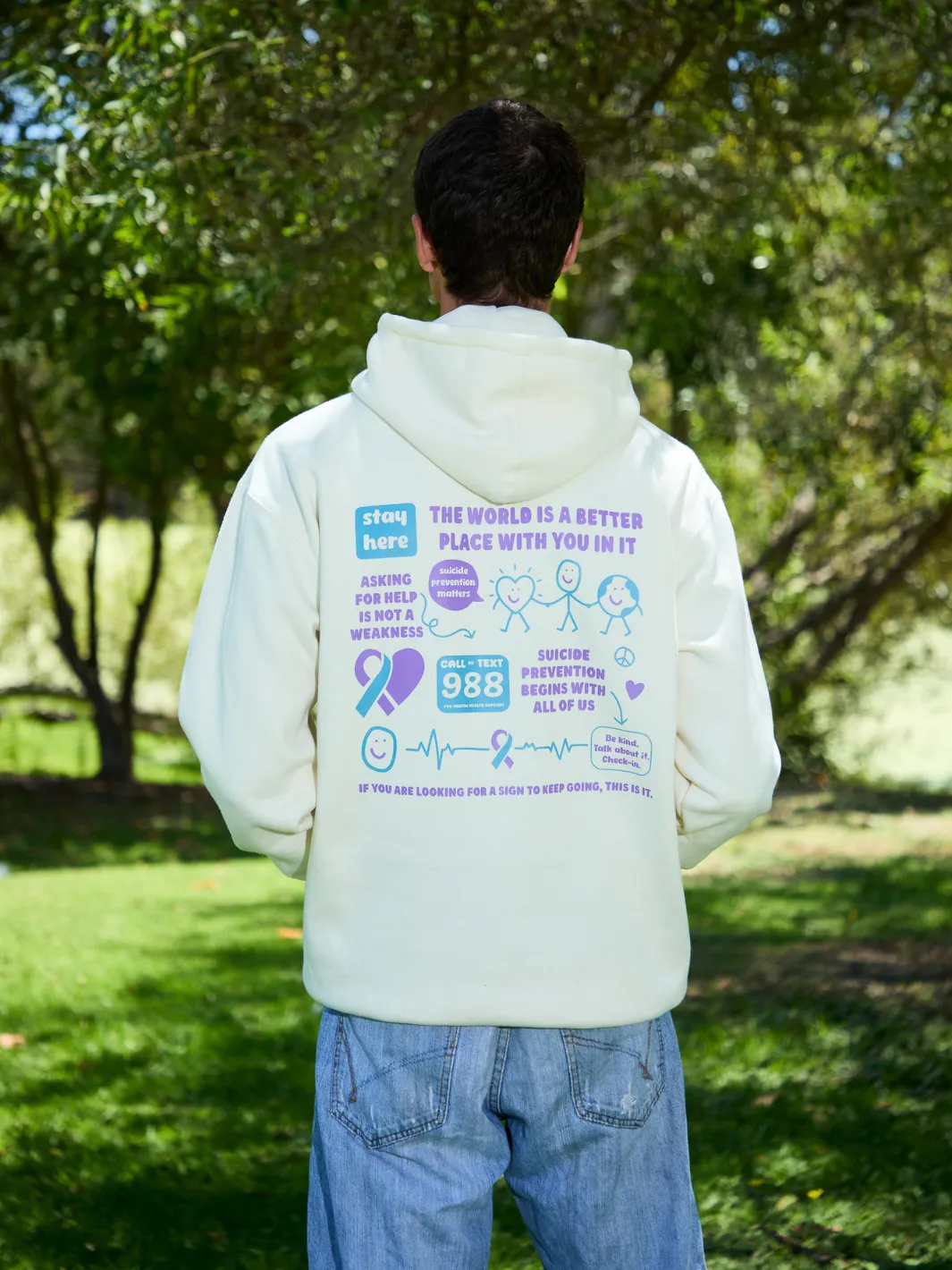 Suicide Prevention Month Hoodie - Cream sold by Happiness Project product image thumbnail 5
