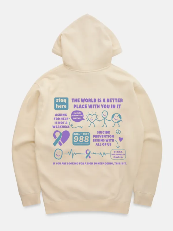 Suicide Prevention Month Hoodie - Cream sold by Happiness Project