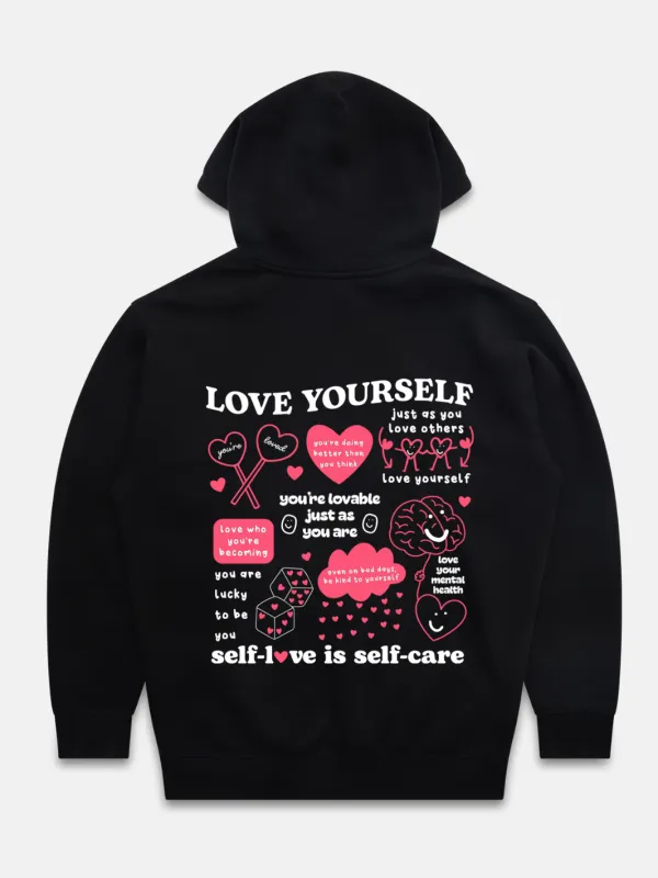 Love Yourself Hoodie - Black sold by Happiness Project