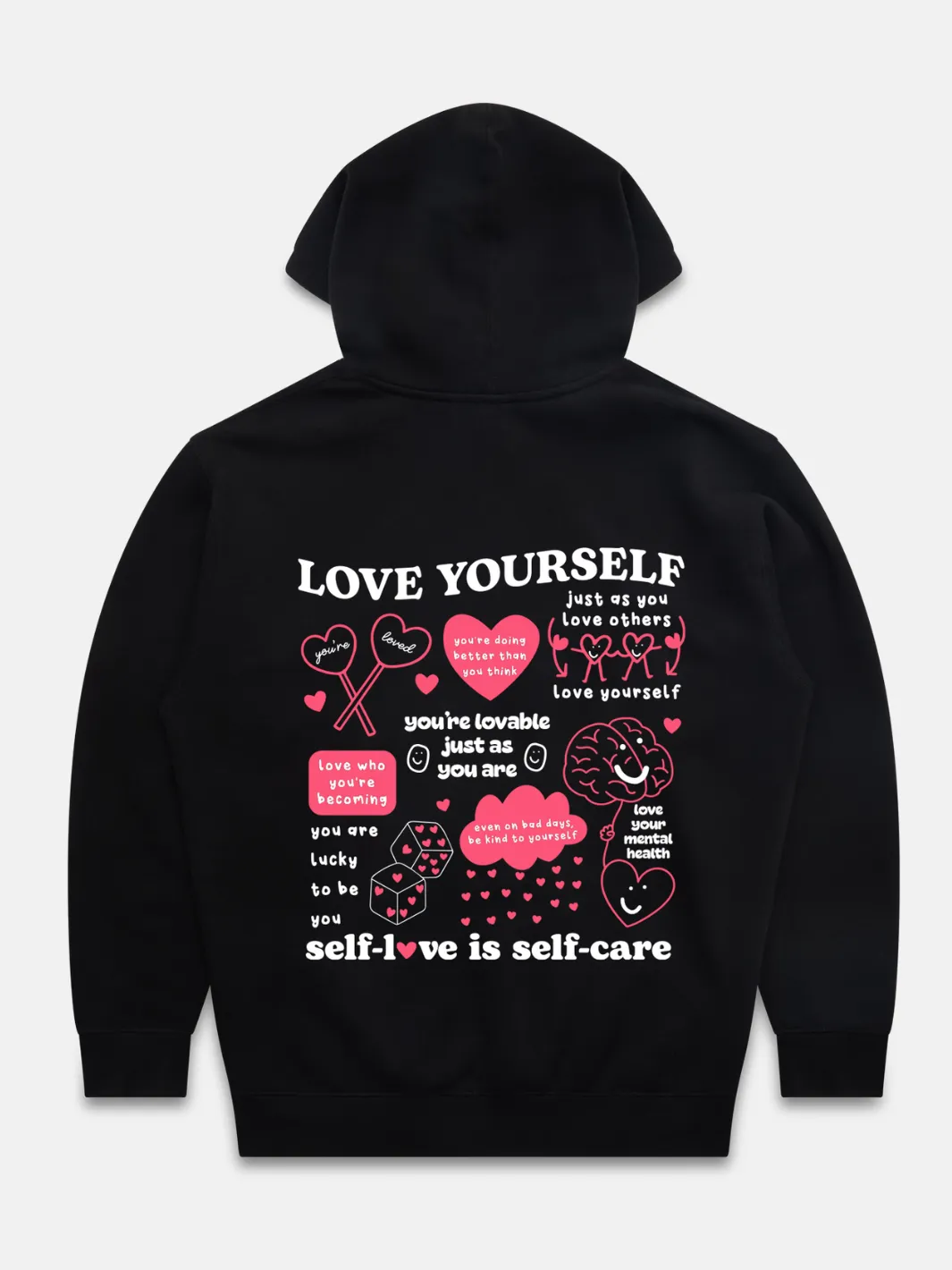Love Yourself Hoodie - Black sold by Happiness Project