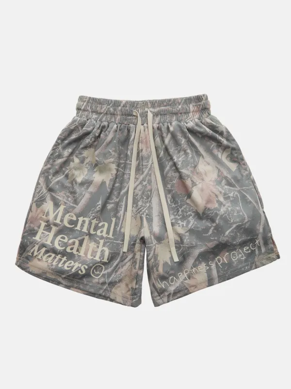 Mental Health Matters Mesh Shorts - Camo / Cream made by Happiness Project