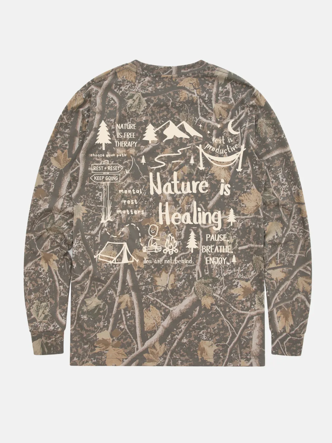 Nature Is Healing Long Sleeve - Camo sold by Happiness Project