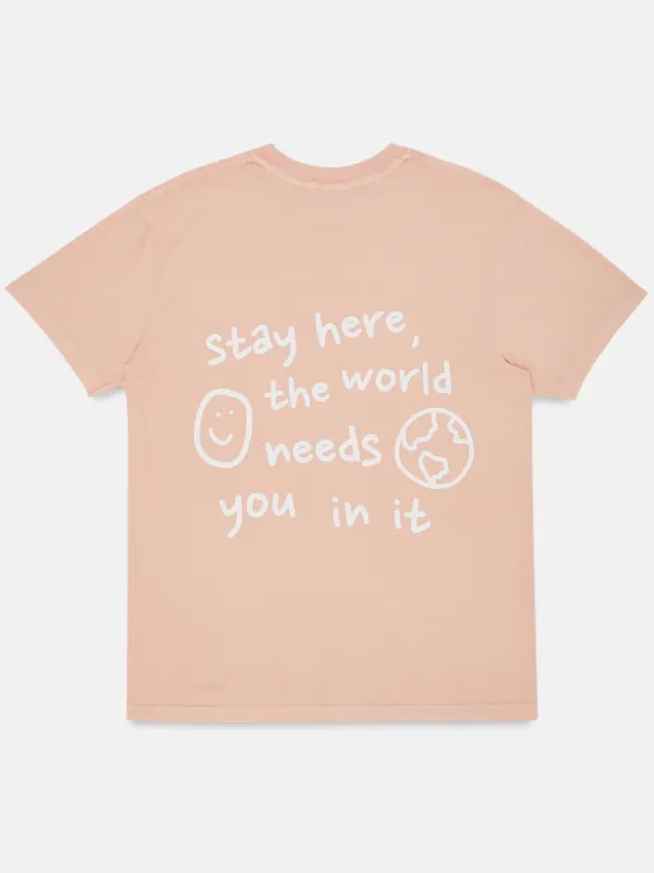 "Stay Here" T-Shirt - Peach sold by Happiness Project