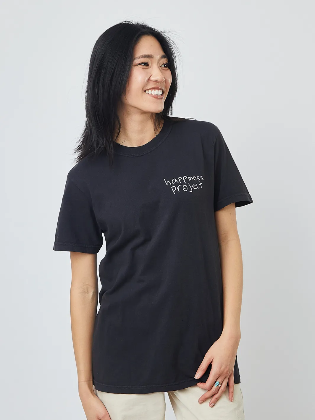 Glad You Exist T-Shirt - Black sold by Happiness Project product image thumbnail 2